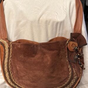 Braccialini shoulder bag, brown and gold, 15x12x3”genuine leather from Italy